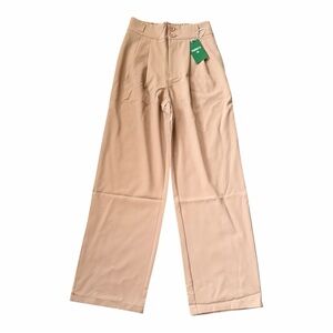HALARA Flex High Waisted Zipper Pocket Shirred Straight Leg Work Pants Peach XS